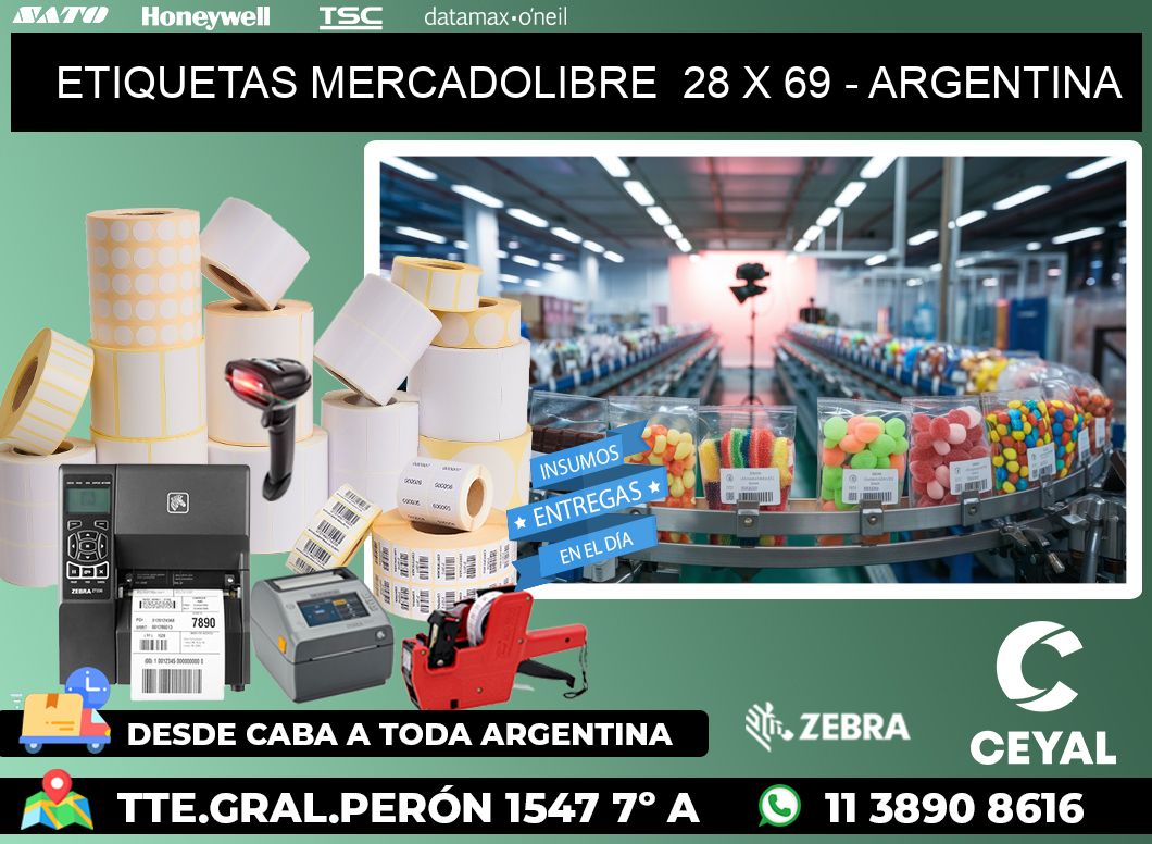 ETIQUETAS MERCADOLIBRE 28 x 69 - ARGENTINA