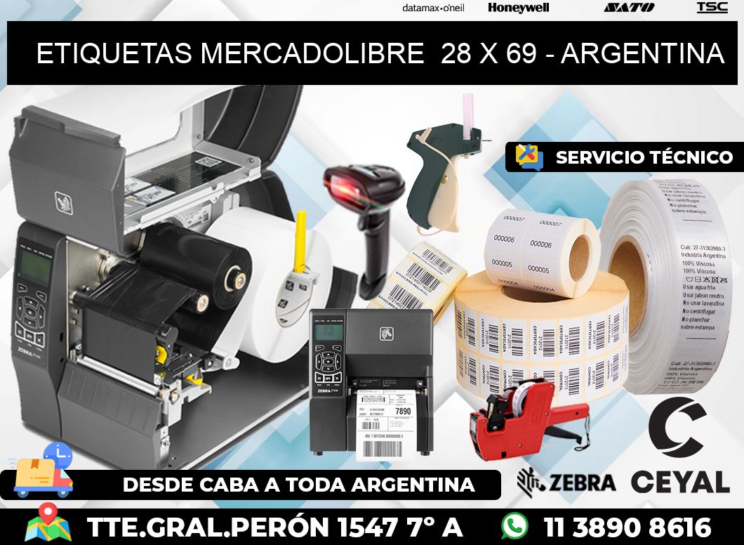 ETIQUETAS MERCADOLIBRE 28 x 69 - ARGENTINA