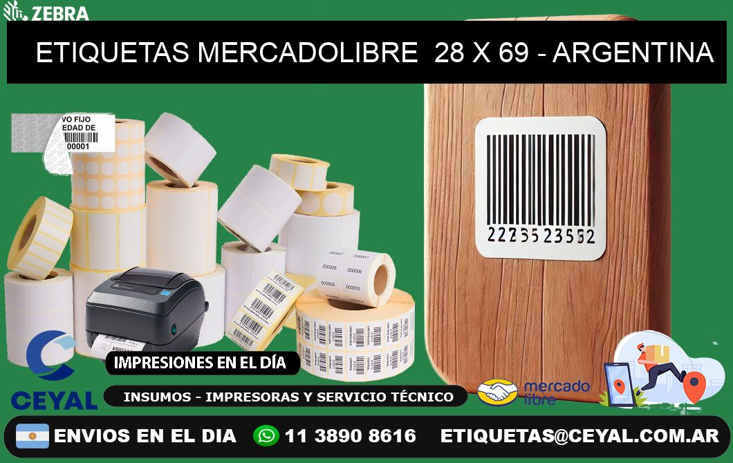 ETIQUETAS MERCADOLIBRE 28 x 69 - ARGENTINA