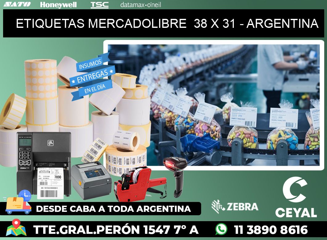 ETIQUETAS MERCADOLIBRE 38 x 31 - ARGENTINA