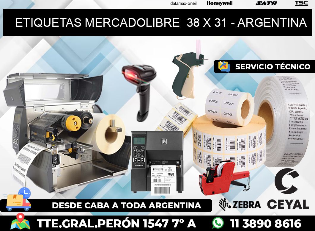 ETIQUETAS MERCADOLIBRE 38 x 31 - ARGENTINA
