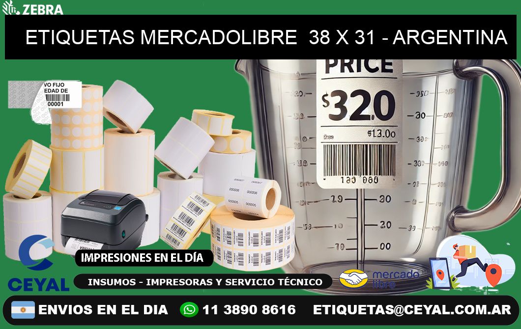 ETIQUETAS MERCADOLIBRE 38 x 31 - ARGENTINA