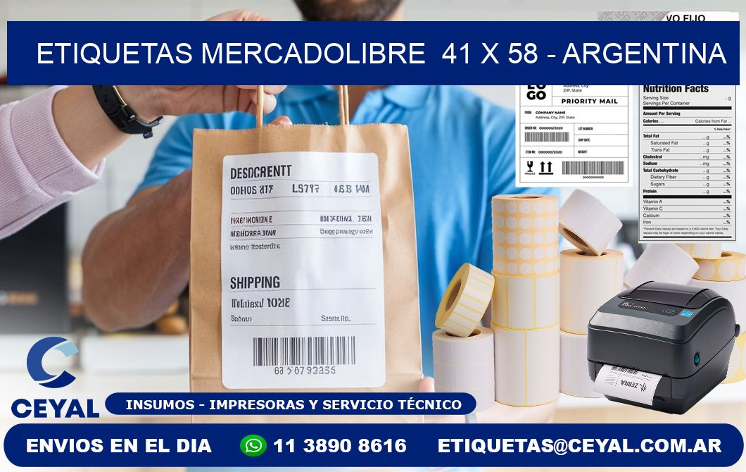 ETIQUETAS MERCADOLIBRE 41 x 58 - ARGENTINA