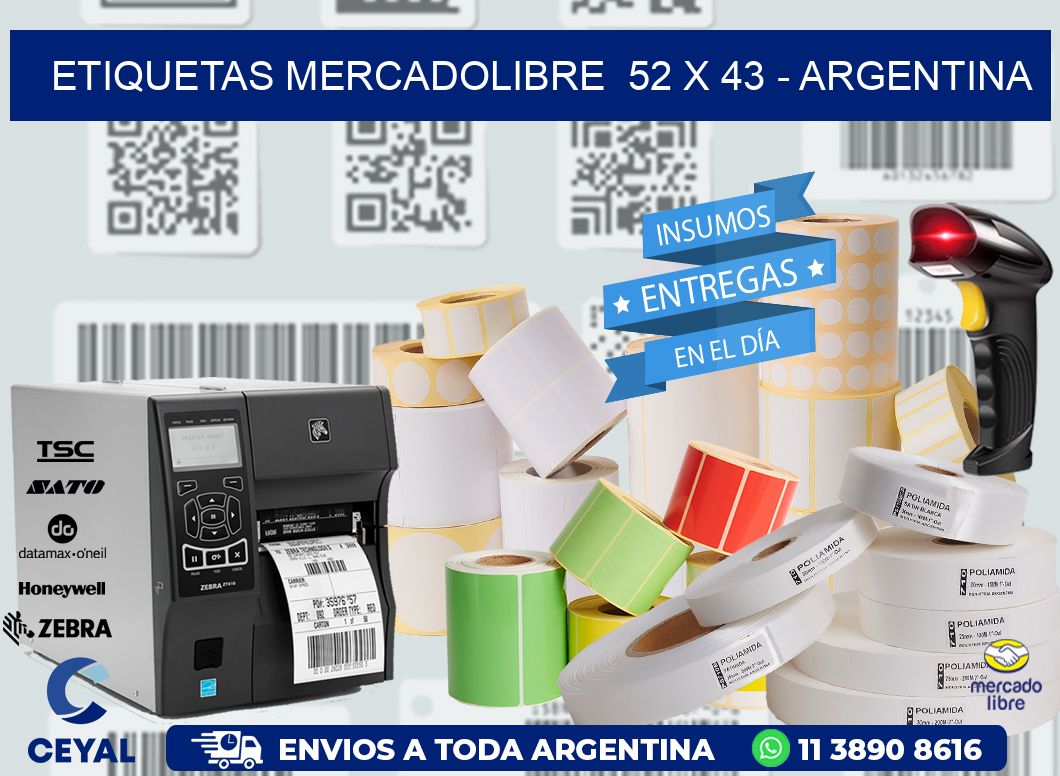 ETIQUETAS MERCADOLIBRE 52 x 43 - ARGENTINA