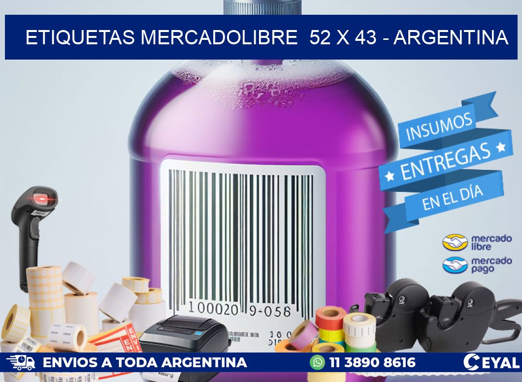 ETIQUETAS MERCADOLIBRE 52 x 43 - ARGENTINA