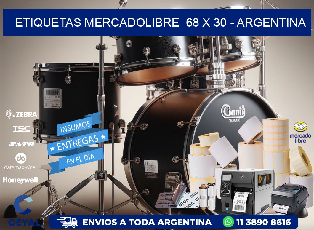 ETIQUETAS MERCADOLIBRE 68 x 30 - ARGENTINA