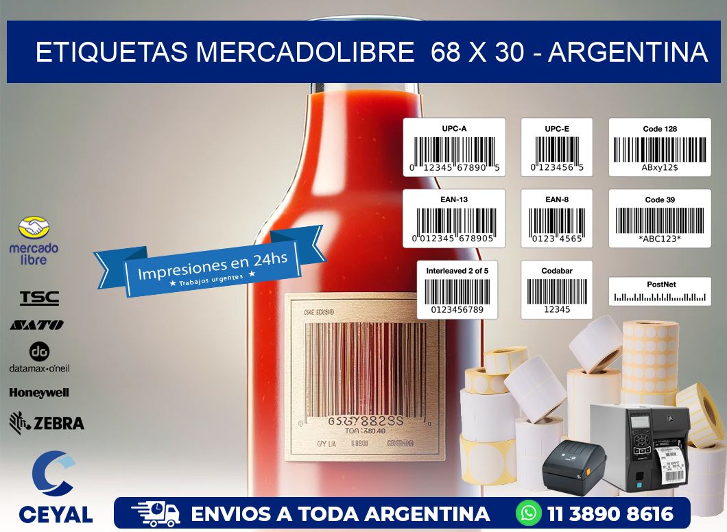 ETIQUETAS MERCADOLIBRE 68 x 30 - ARGENTINA