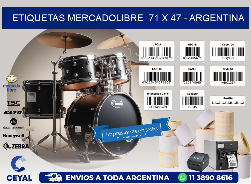 ETIQUETAS MERCADOLIBRE 71 x 47 - ARGENTINA
