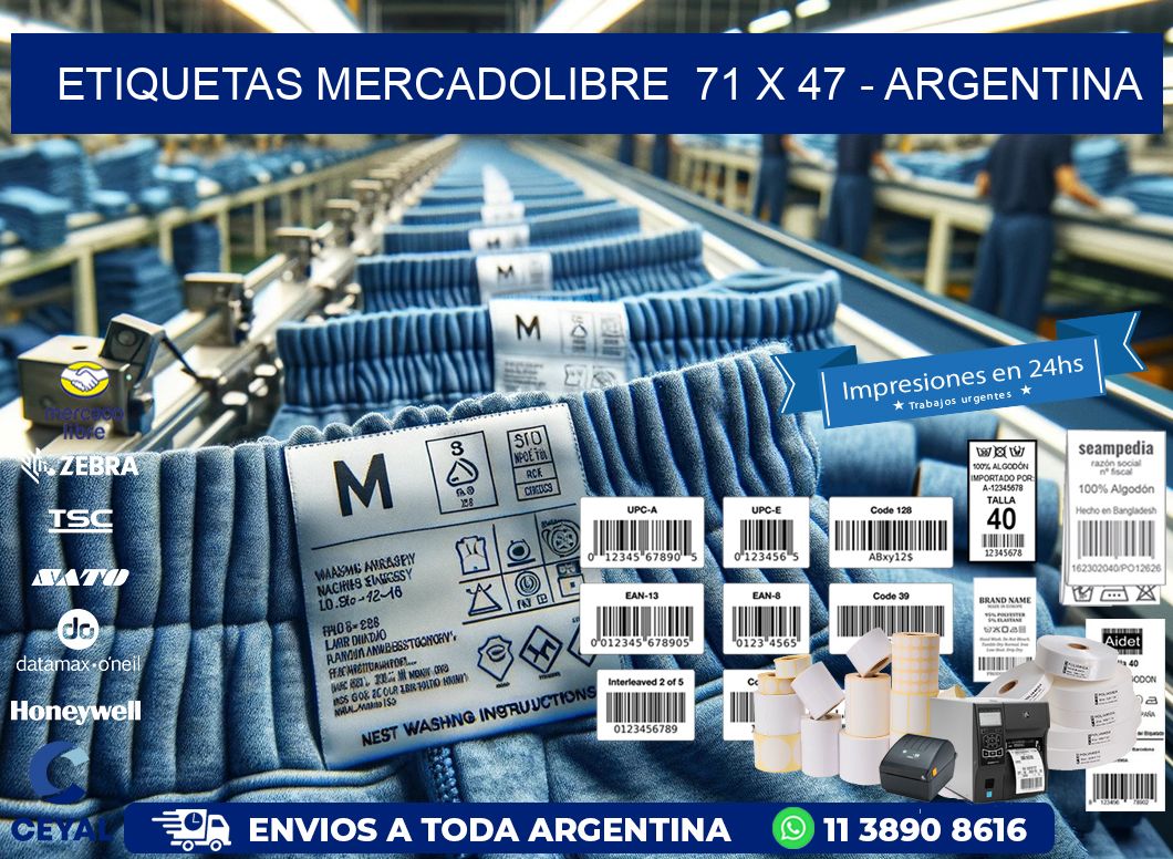 ETIQUETAS MERCADOLIBRE 71 x 47 - ARGENTINA