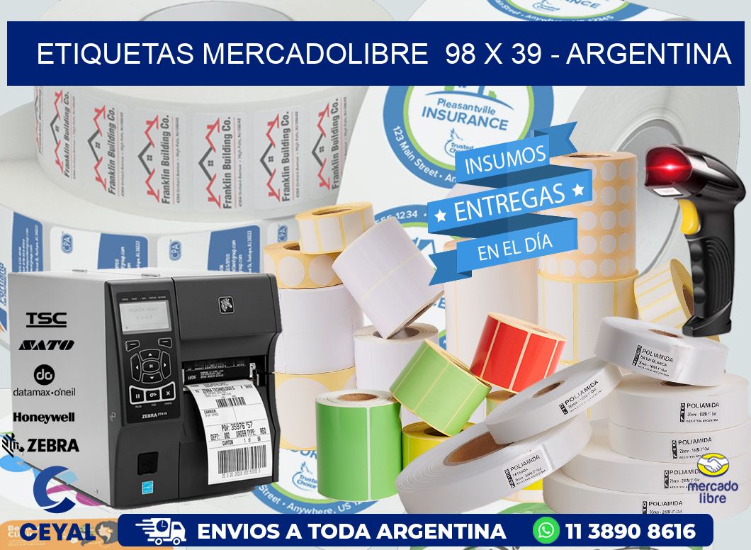 ETIQUETAS MERCADOLIBRE 98 x 39 - ARGENTINA