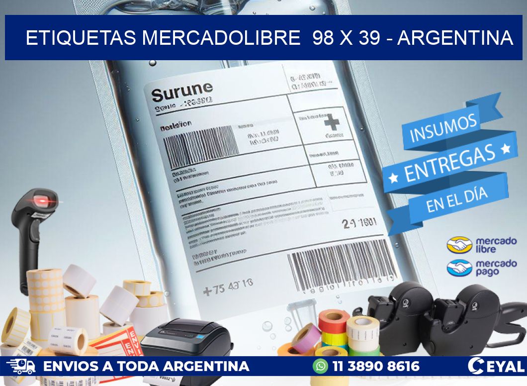 ETIQUETAS MERCADOLIBRE 98 x 39 - ARGENTINA