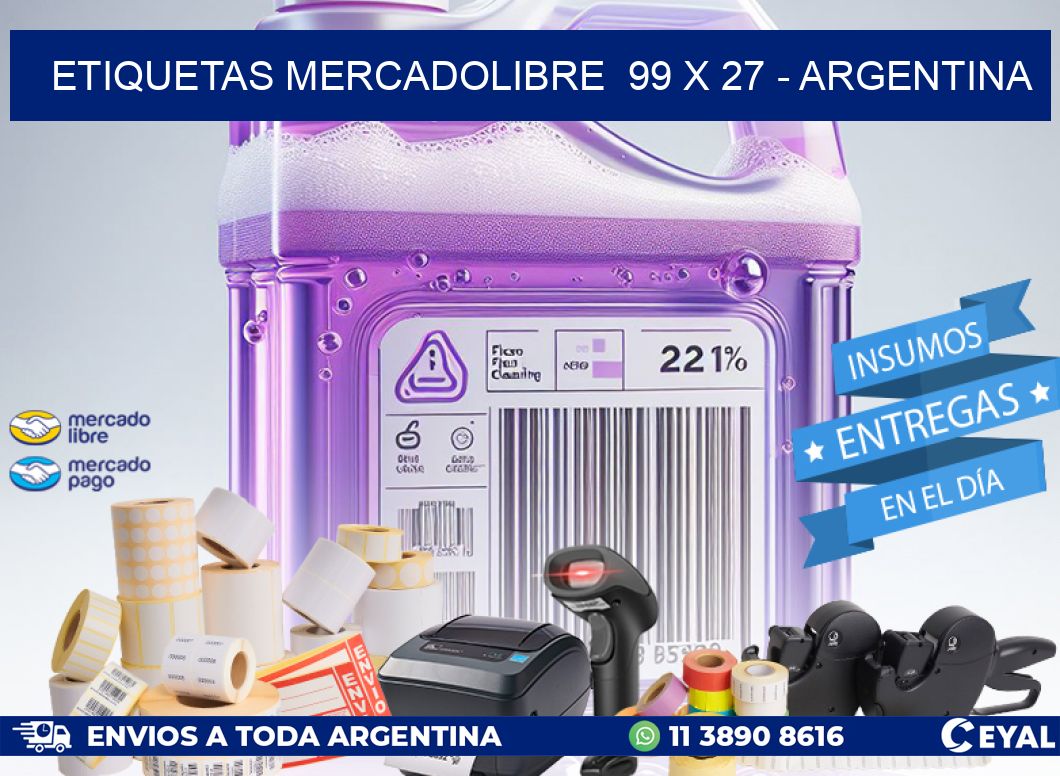 ETIQUETAS MERCADOLIBRE 99 x 27 - ARGENTINA