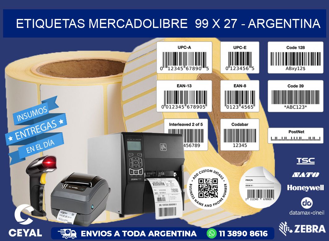ETIQUETAS MERCADOLIBRE 99 x 27 - ARGENTINA