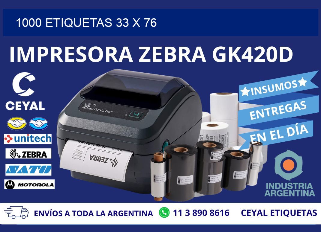 1000 ETIQUETAS 33 x 76
