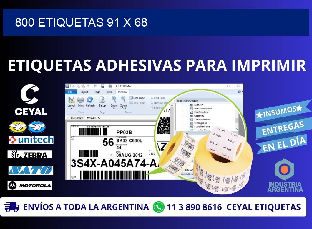 800 ETIQUETAS 91 x 68