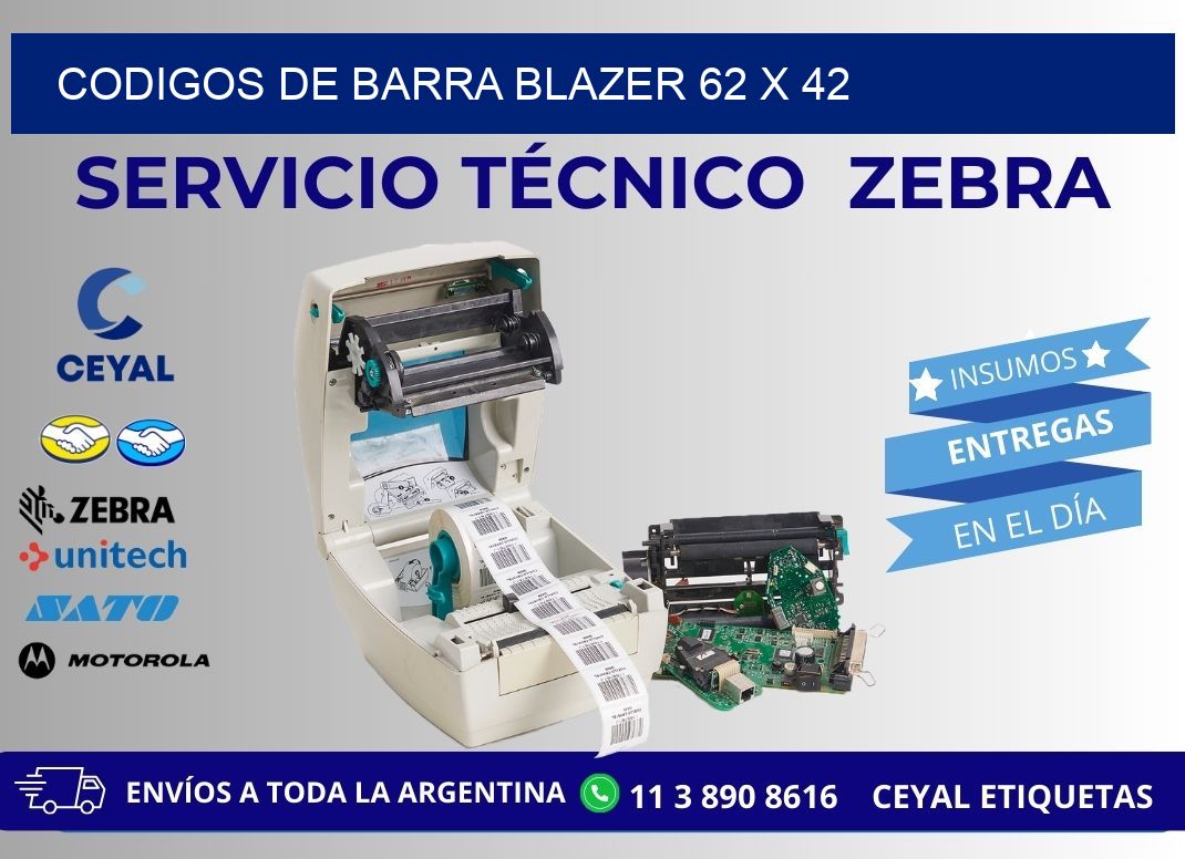 CODIGOS DE BARRA BLAZER 62 x 42