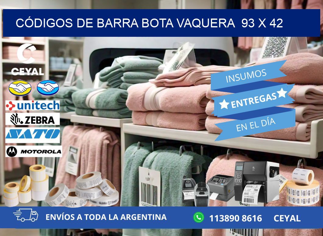 CÓDIGOS DE BARRA BOTA VAQUERA  93 x 42