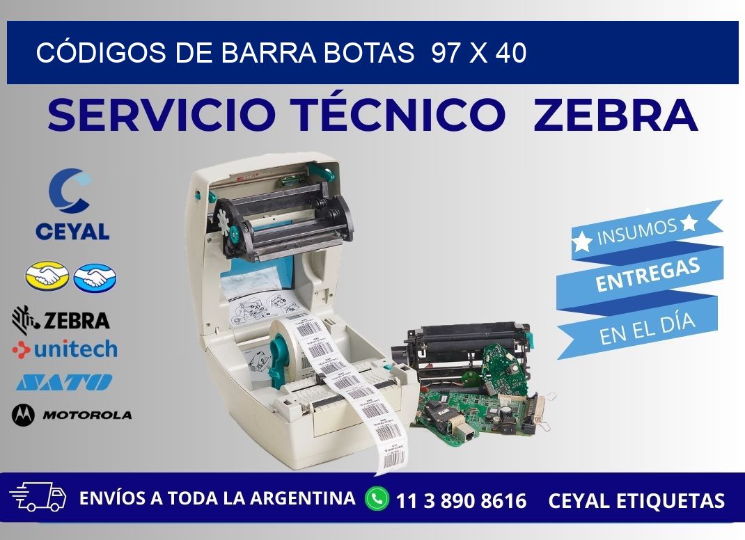 CÓDIGOS DE BARRA BOTAS 97 x 40