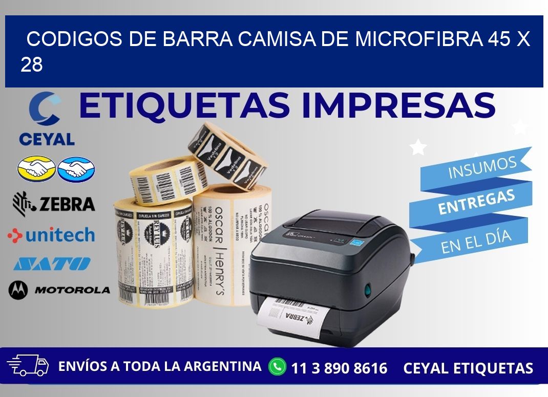 CODIGOS DE BARRA CAMISA DE MICROFIBRA 45 x 28