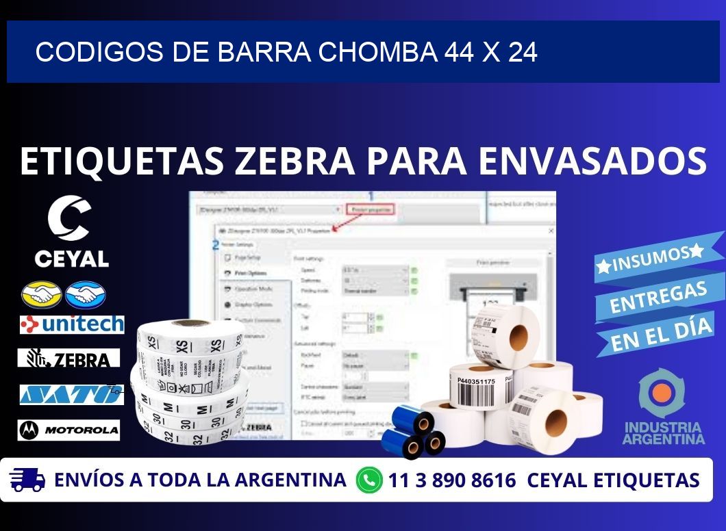 CODIGOS DE BARRA CHOMBA 44 x 24