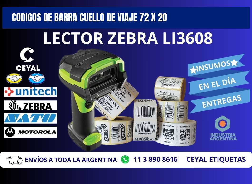 CODIGOS DE BARRA CUELLO DE VIAJE 72 x 20