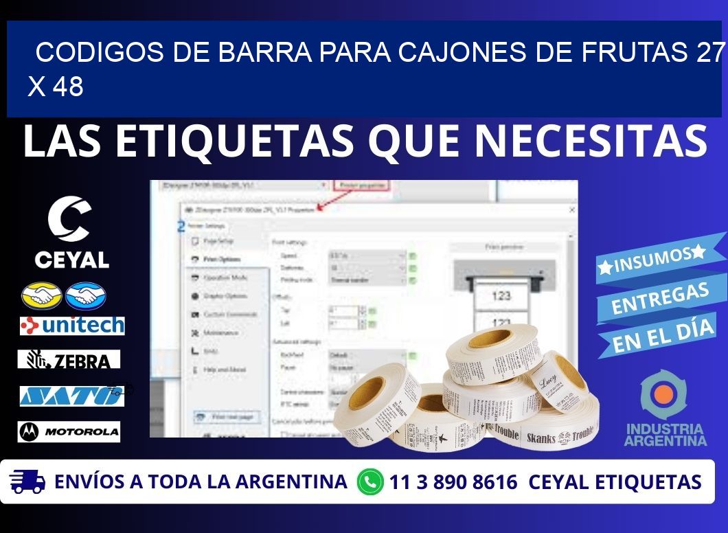 CODIGOS DE BARRA PARA CAJONES DE FRUTAS 27 x 48