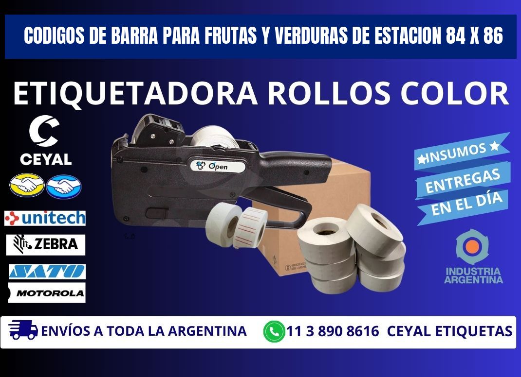 CODIGOS DE BARRA PARA FRUTAS Y VERDURAS DE ESTACION 84 x 86