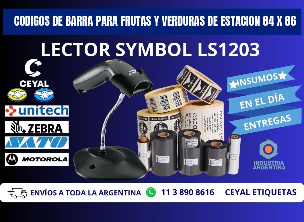 CODIGOS DE BARRA PARA FRUTAS Y VERDURAS DE ESTACION 84 x 86