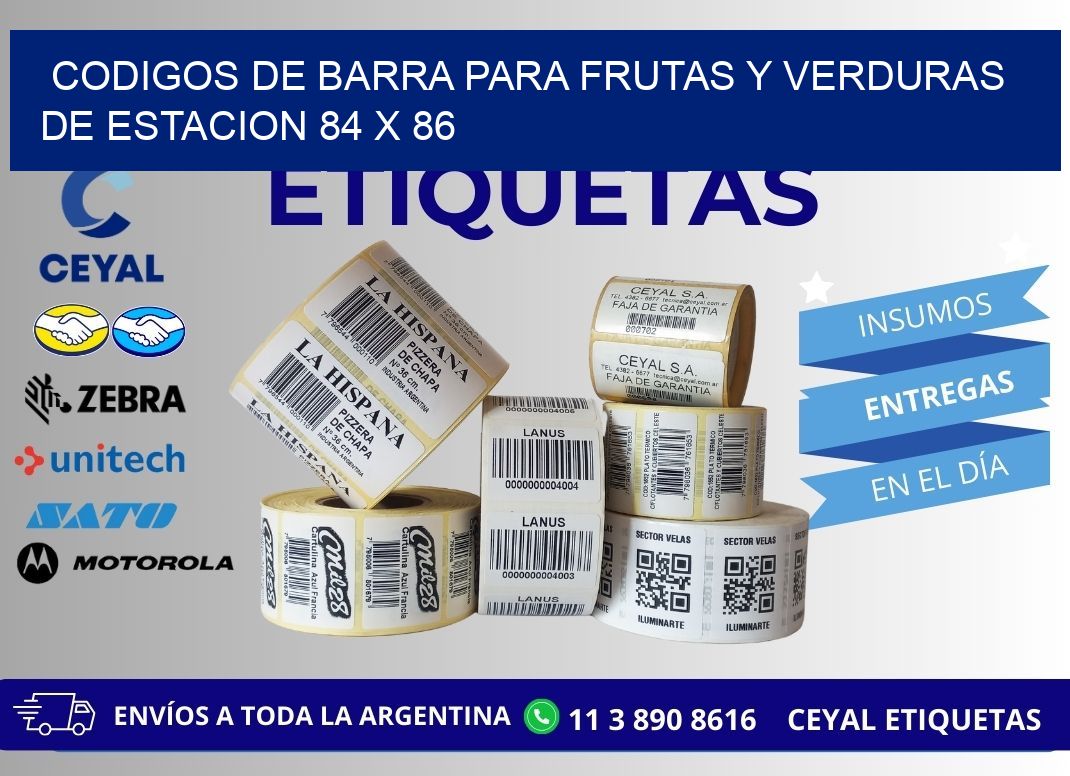 CODIGOS DE BARRA PARA FRUTAS Y VERDURAS DE ESTACION 84 x 86