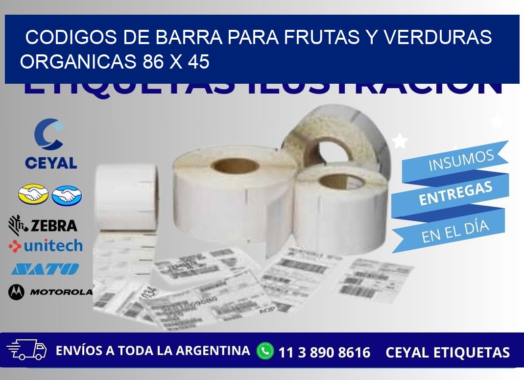 CODIGOS DE BARRA PARA FRUTAS Y VERDURAS ORGANICAS 86 x 45