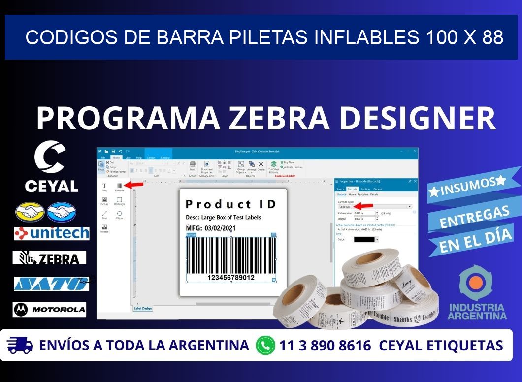 CODIGOS DE BARRA PILETAS INFLABLES 100 x 88