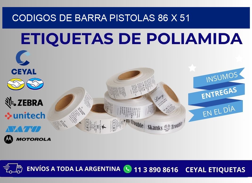 CODIGOS DE BARRA PISTOLAS 86 x 51