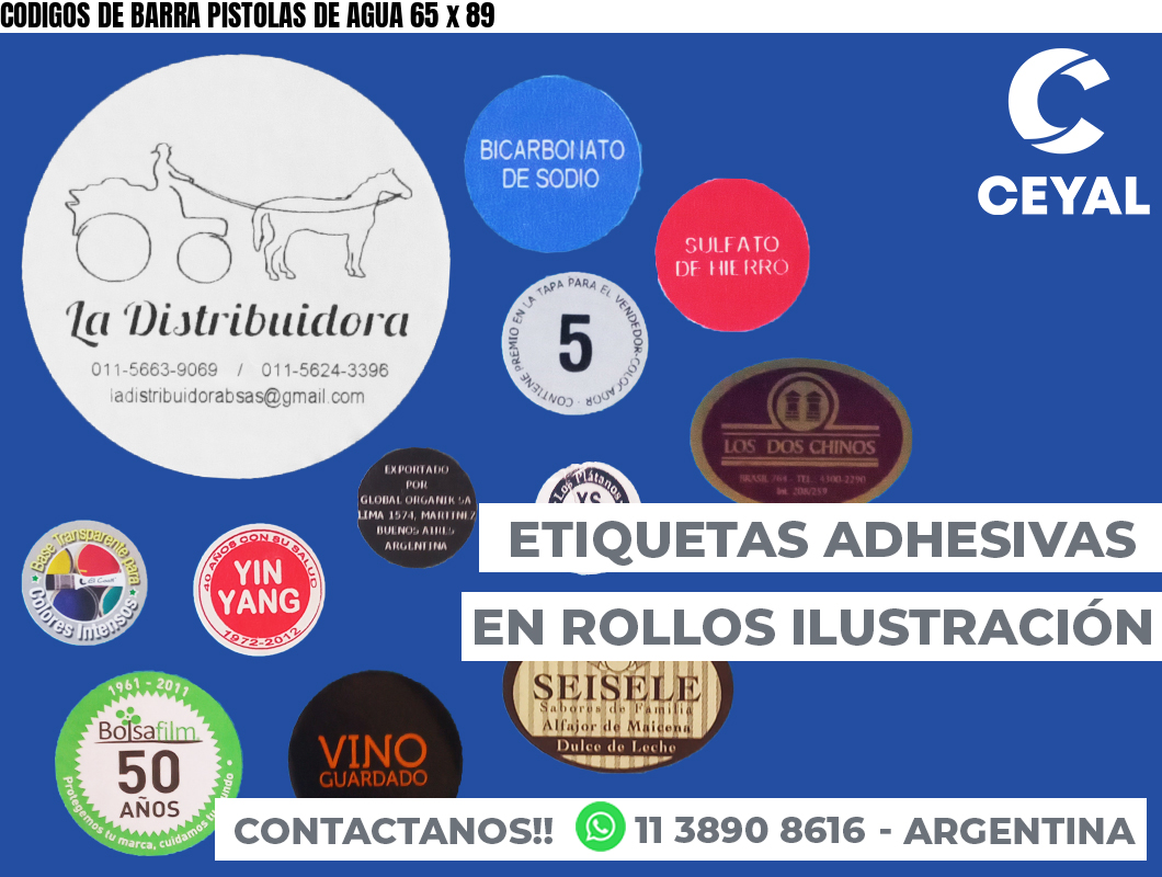 CODIGOS DE BARRA PISTOLAS DE AGUA 65 x 89