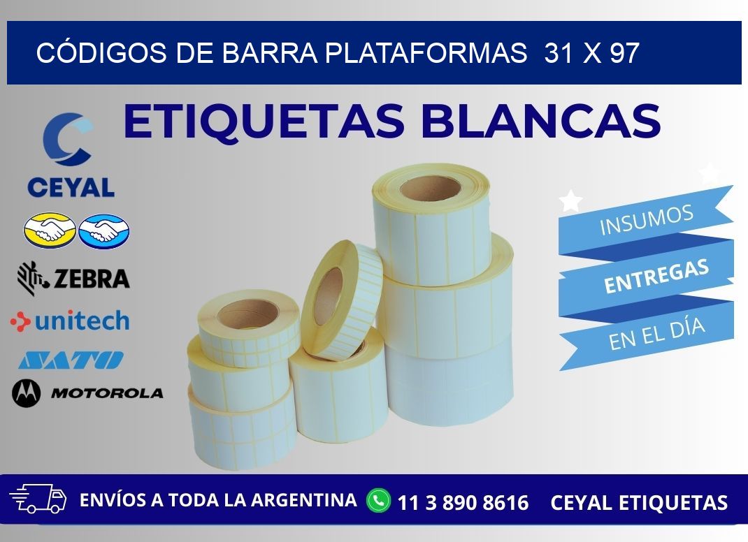 CÓDIGOS DE BARRA PLATAFORMAS 31 x 97