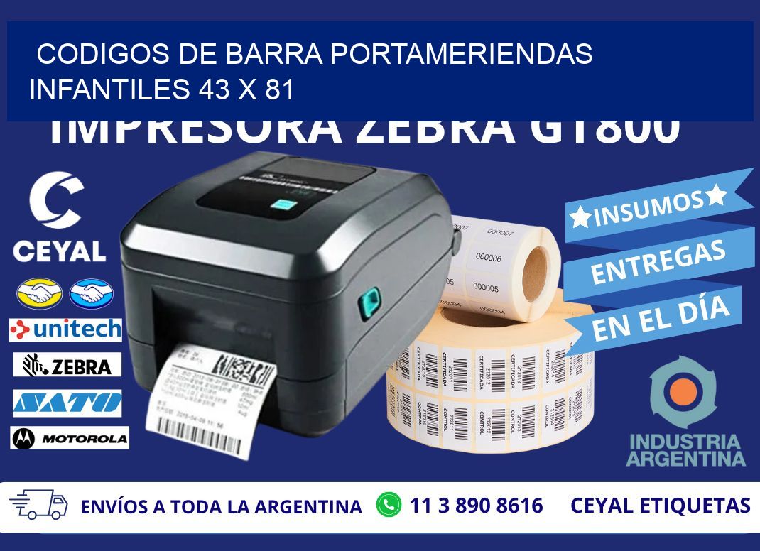 CODIGOS DE BARRA PORTAMERIENDAS INFANTILES 43 x 81