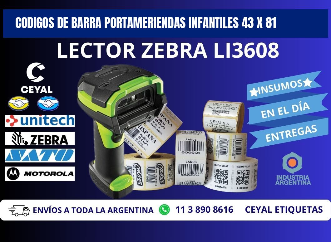 CODIGOS DE BARRA PORTAMERIENDAS INFANTILES 43 x 81