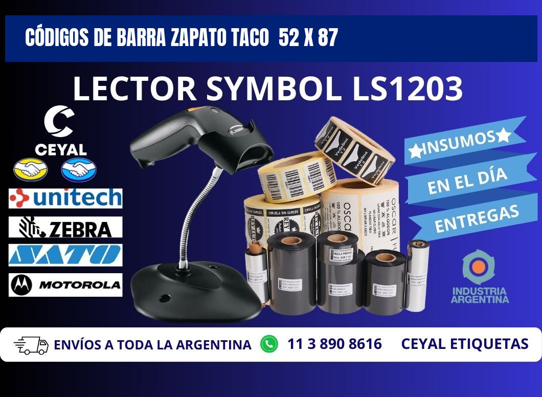 CÓDIGOS DE BARRA ZAPATO TACO  52 x 87