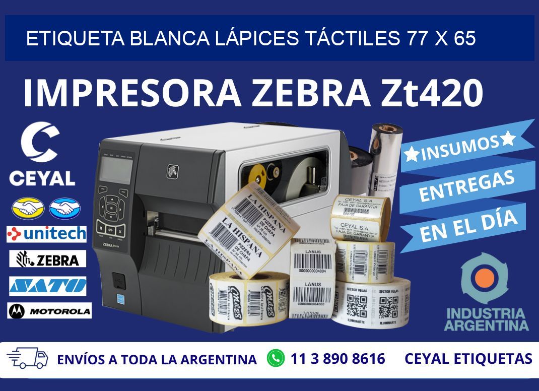 ETIQUETA BLANCA LÁPICES TÁCTILES 77 x 65