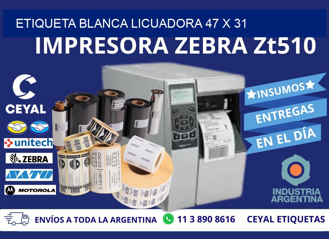 ETIQUETA BLANCA LICUADORA 47 x 31