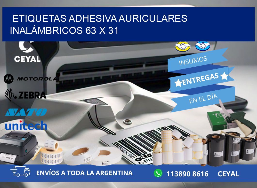 ETIQUETAS ADHESIVA AURICULARES INALÁMBRICOS 63 x 31