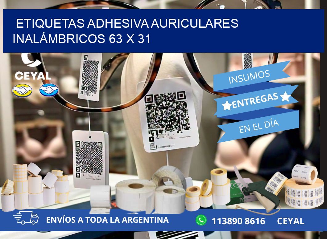 ETIQUETAS ADHESIVA AURICULARES INALÁMBRICOS 63 x 31