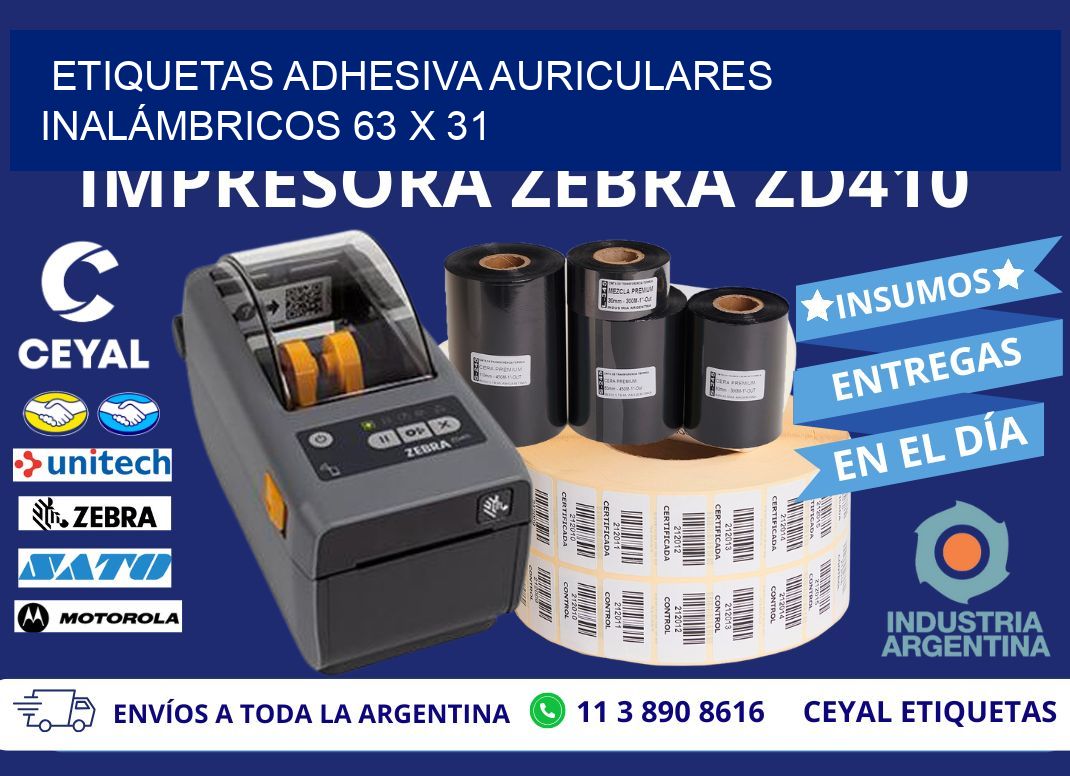 ETIQUETAS ADHESIVA AURICULARES INALÁMBRICOS 63 x 31