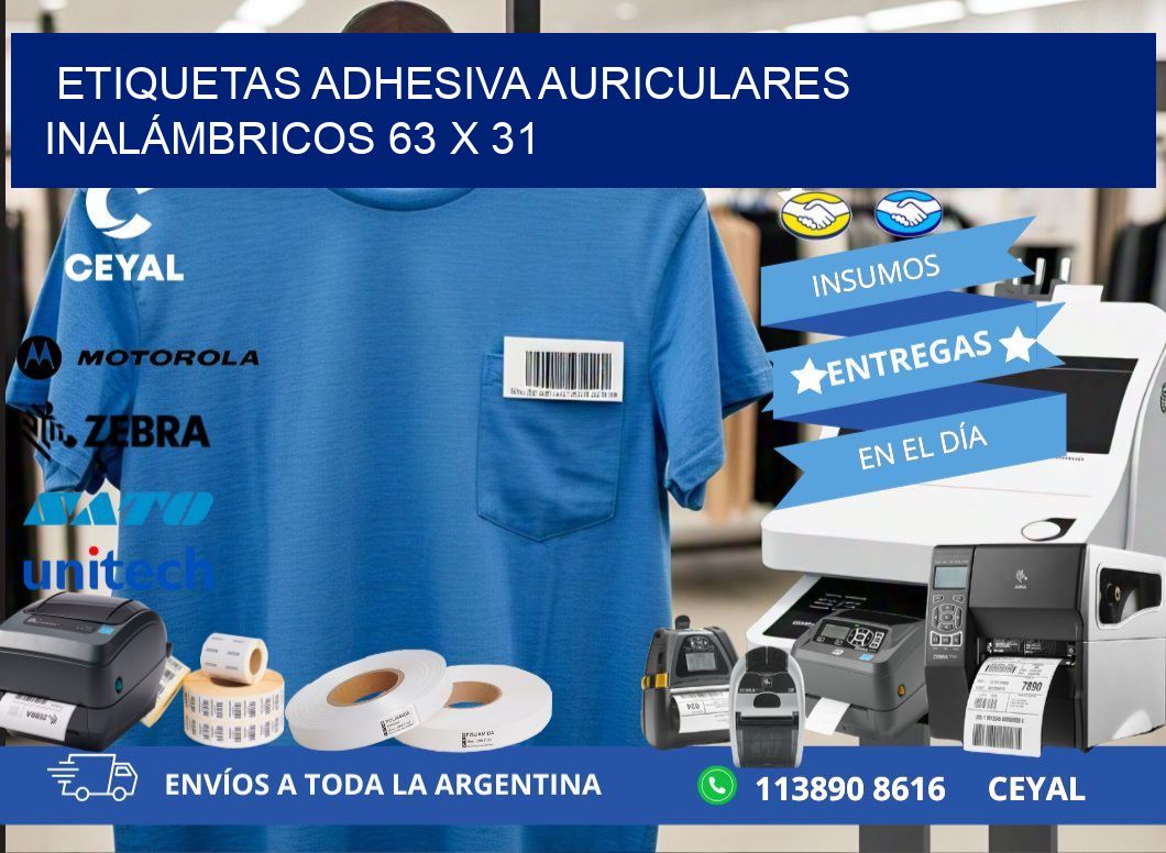 ETIQUETAS ADHESIVA AURICULARES INALÁMBRICOS 63 x 31