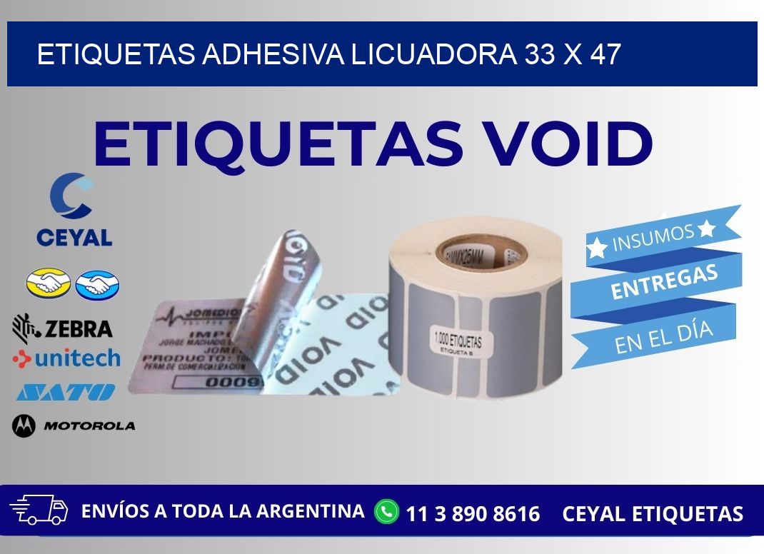 ETIQUETAS ADHESIVA LICUADORA 33 x 47