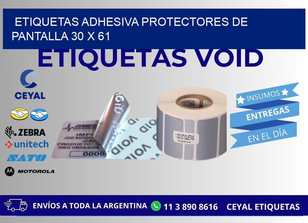 ETIQUETAS ADHESIVA PROTECTORES DE PANTALLA 30 x 61