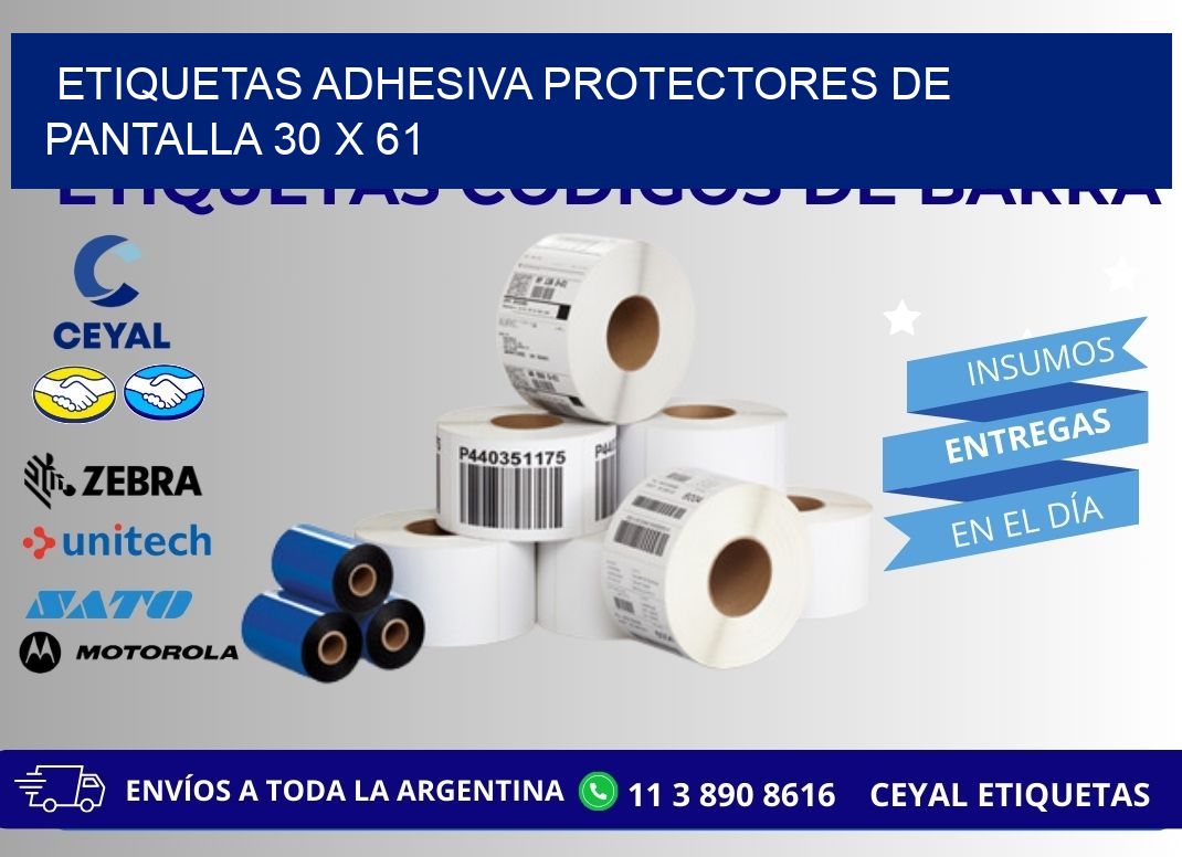 ETIQUETAS ADHESIVA PROTECTORES DE PANTALLA 30 x 61