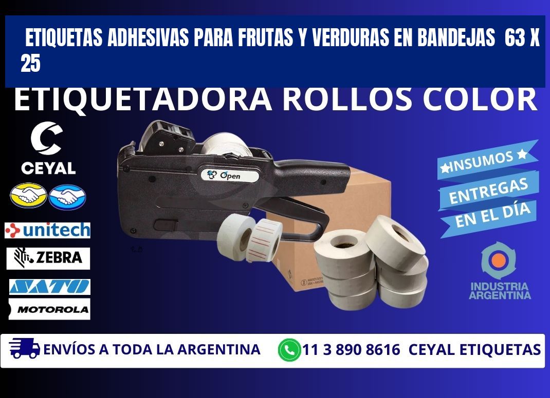 ETIQUETAS ADHESIVAS PARA FRUTAS Y VERDURAS EN BANDEJAS  63 x 25