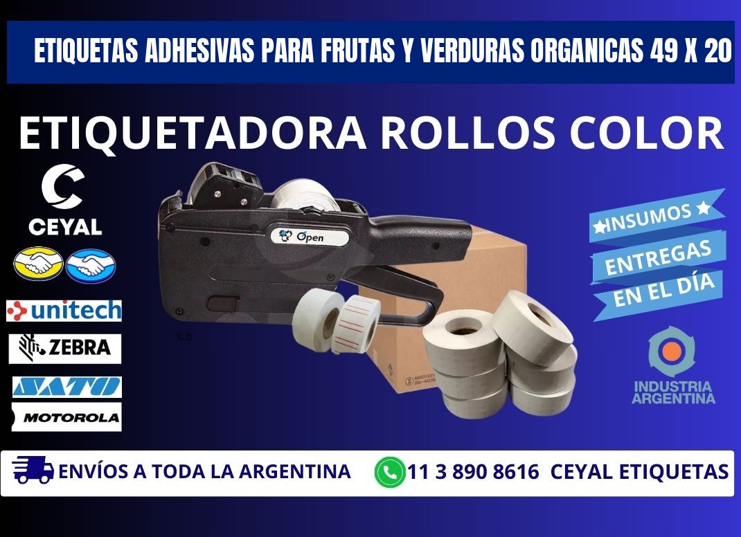 ETIQUETAS ADHESIVAS PARA FRUTAS Y VERDURAS ORGANICAS 49 x 20