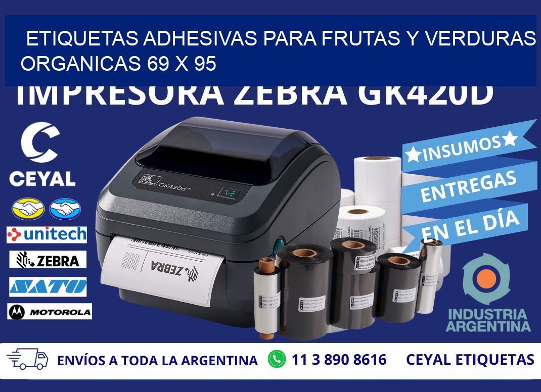ETIQUETAS ADHESIVAS PARA FRUTAS Y VERDURAS ORGANICAS 69 x 95