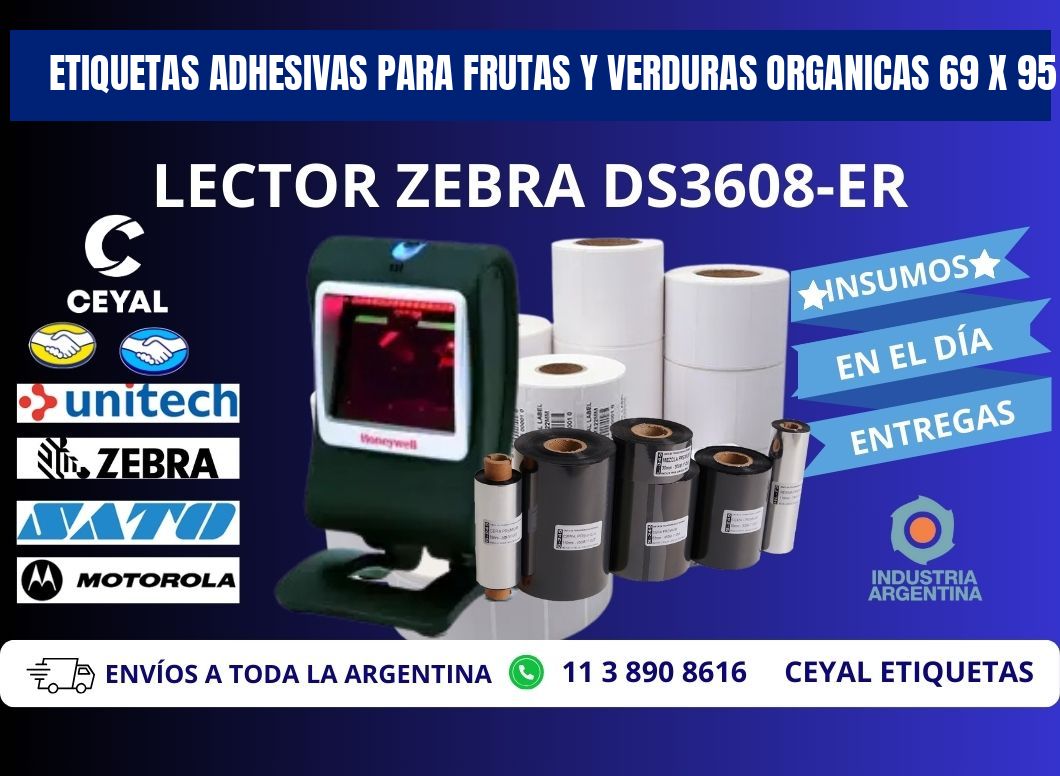 ETIQUETAS ADHESIVAS PARA FRUTAS Y VERDURAS ORGANICAS 69 x 95